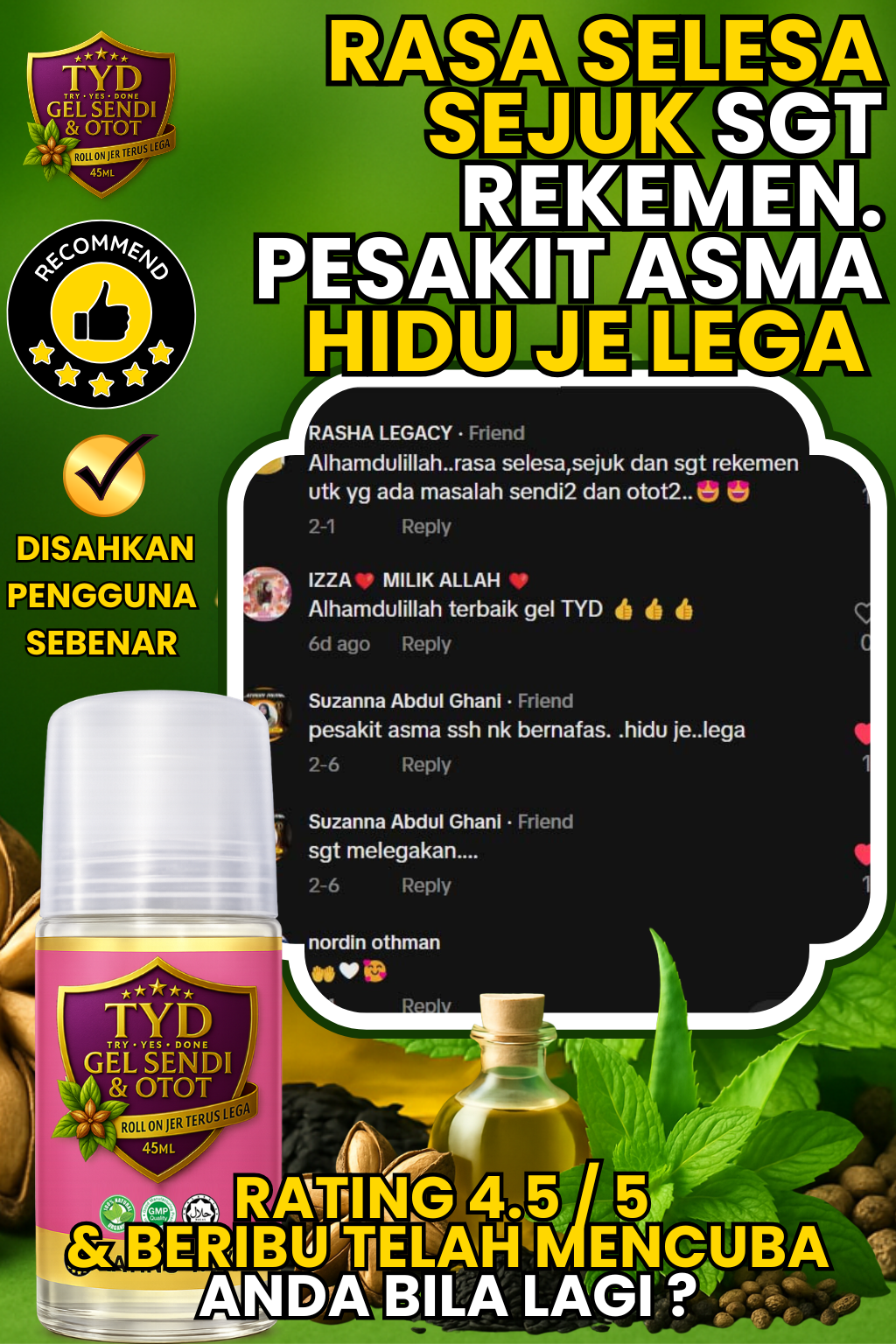 Testimoni pengguna TYD Gel 3